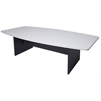 ys design oxley conference table boat shaped 1200 x 2400 x 730mm white/ironstone