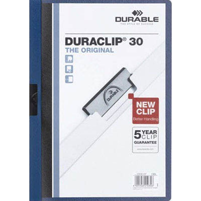 Image for DURABLE DURACLIP DOCUMENT FILE PORTRAIT 30 SHEET CAPACITY A4 DARK BLUE from That Office Place PICTON