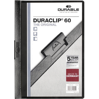 Image for DURABLE DURACLIP DOCUMENT FILE PORTRAIT 60 SHEET CAPACITY A4 BLACK from BusinessWorld Computer & Stationery Warehouse