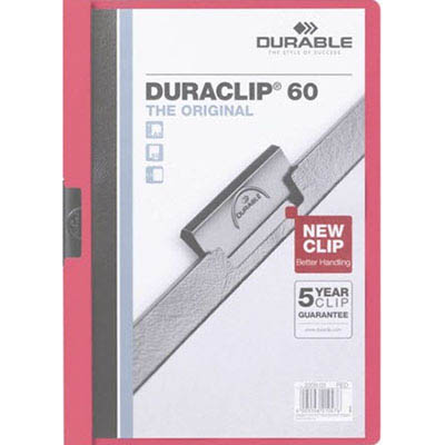 Image for DURABLE DURACLIP DOCUMENT FILE PORTRAIT 60 SHEET CAPACITY A4 RED from Clipboard Stationers & Art Supplies
