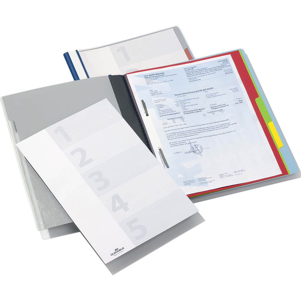 Image for DURABLE DIVISOFLEX ORGANISATIONAL FOLDER WITH 5 COLOURED DIVIDERS A4 BLUE from Memo Office and Art