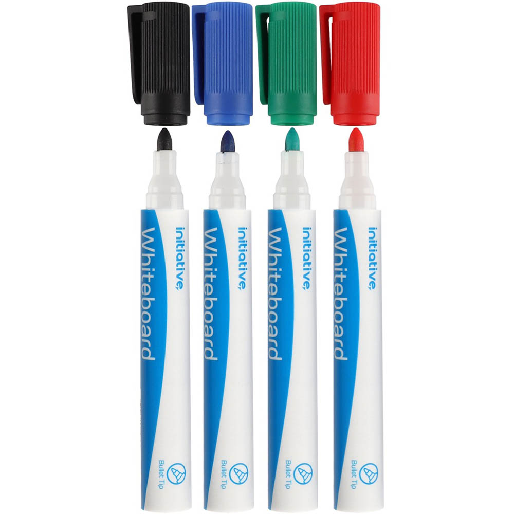 Image for INITIATIVE WHITEBOARD MARKERS BULLET 2MM ASSORTED WALLET 4 from Prime Office Supplies