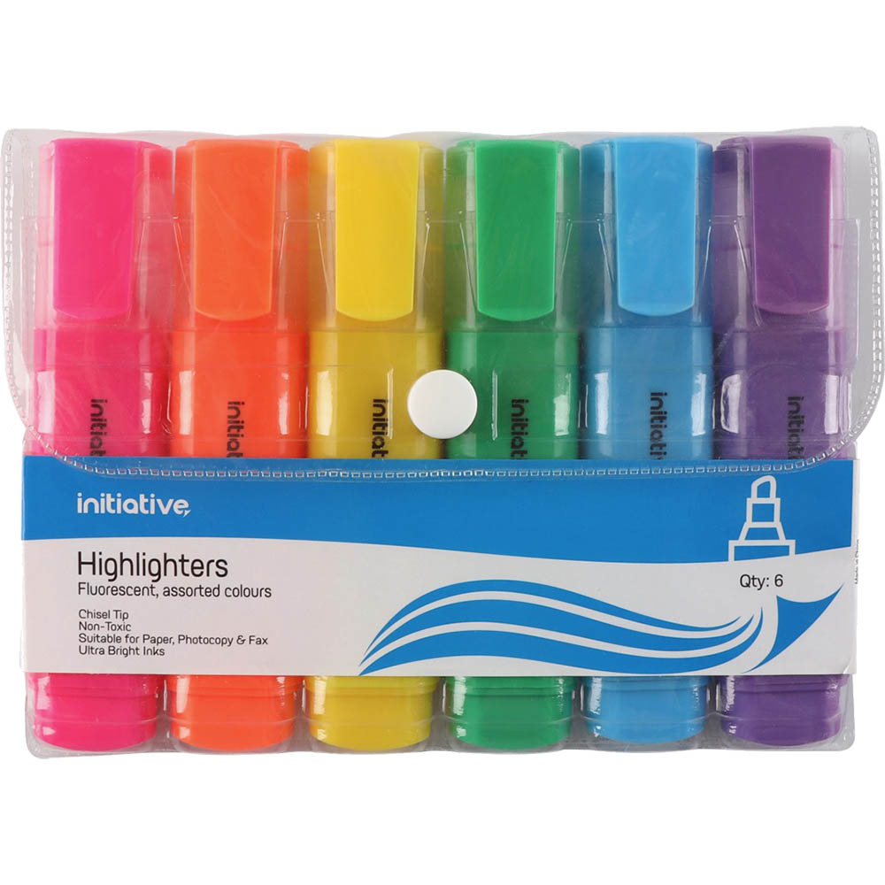 Image for INITIATIVE HIGHLIGHTER CHISEL ASSORTED WALLET 6 from ALLBIZ Office Supplies