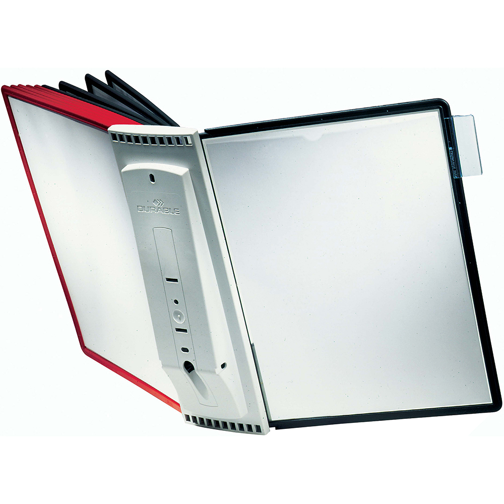 Image for DURABLE SHERPA WALL DISPLAY 10 PANELS A4 BLACK/RED from Mitronics Corporation