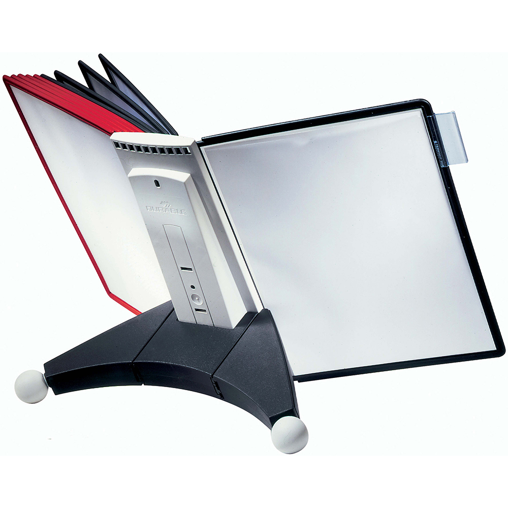 Image for DURABLE SHERPA TABLE DISPLAY UNIT 10 PANELS A4 BLACK/RED from York Stationers