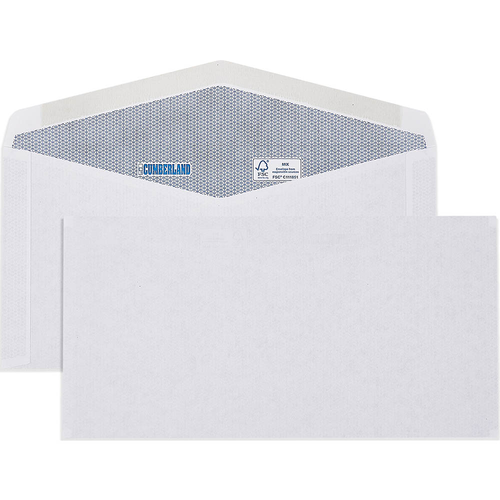 Image for CUMBERLAND DLX ENVELOPES SECRETIVE WALLET PLAINFACE MOIST SEAL LASER 90GSM 235 X 120MM WHITE BOX 500 from Office Heaven