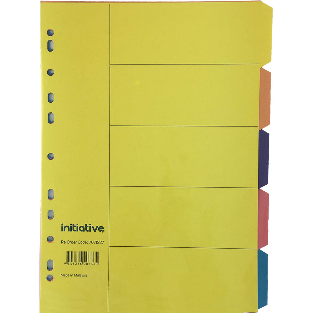 Image for INITIATIVE DIVIDERS MANILLA 5-TAB A4 BRIGHT COLOURS from ALLBIZ Office Supplies