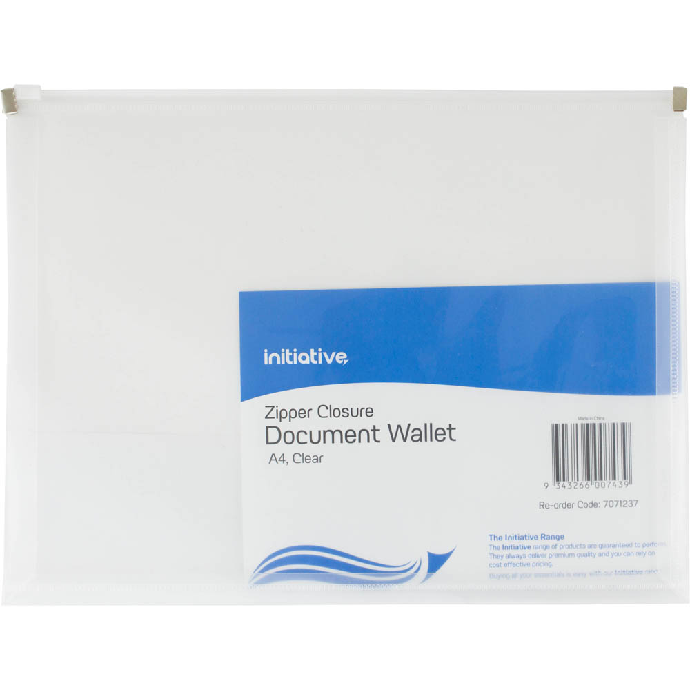 Image for INITIATIVE DOCUMENT WALLET WITH ZIPPER A4 CLEAR from Memo Office and Art