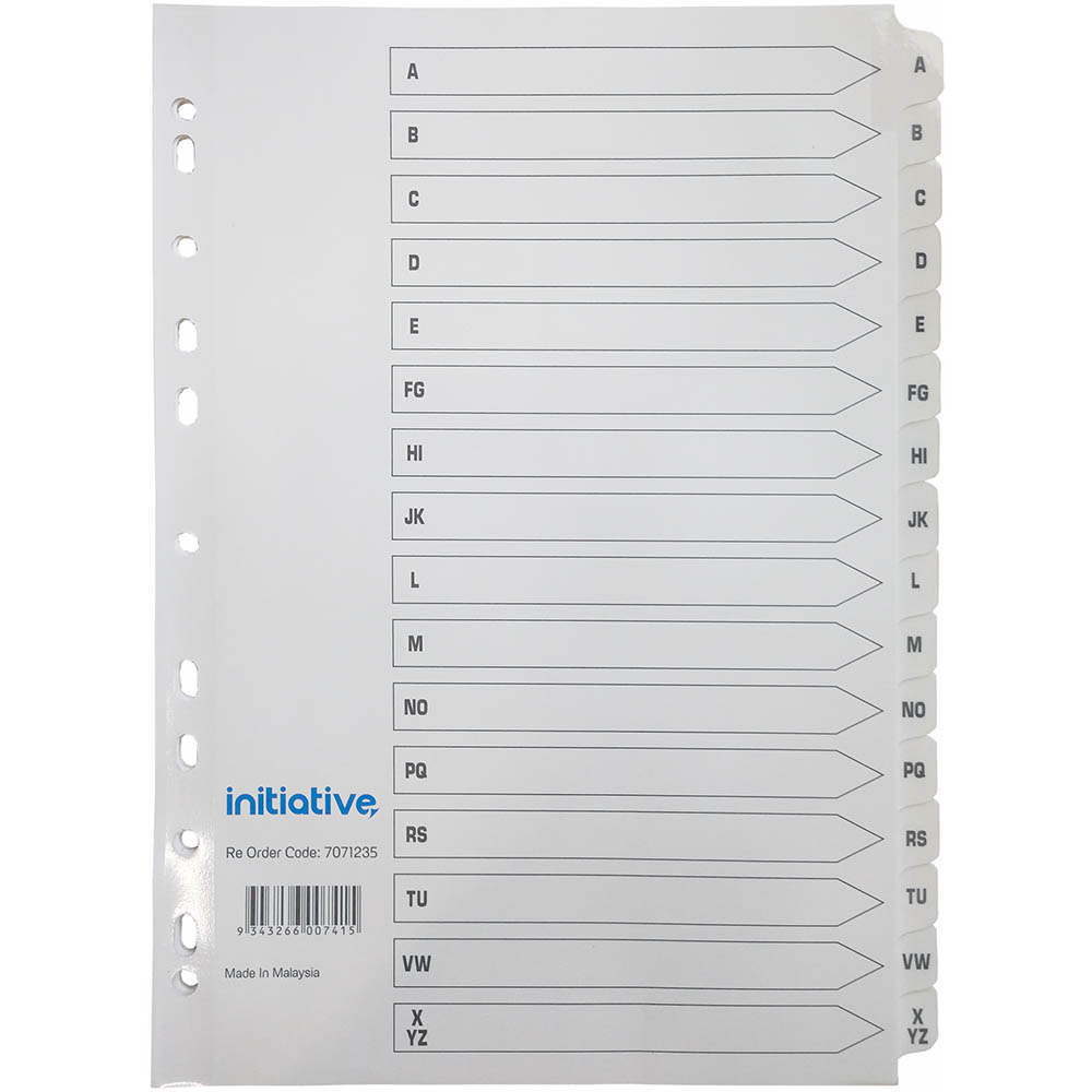 Image for INITIATIVE INDEX DIVIDERS A4 A-Z TAB WHITE from Challenge Office Supplies