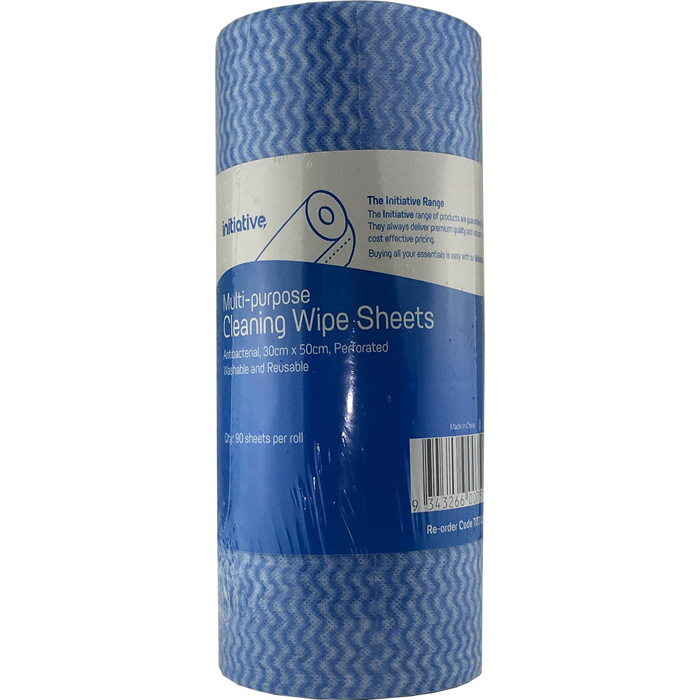 Image for INITIATIVE CLEANING WIPES BLUE ROLL OF 90 SHEETS from Merv's Stationery