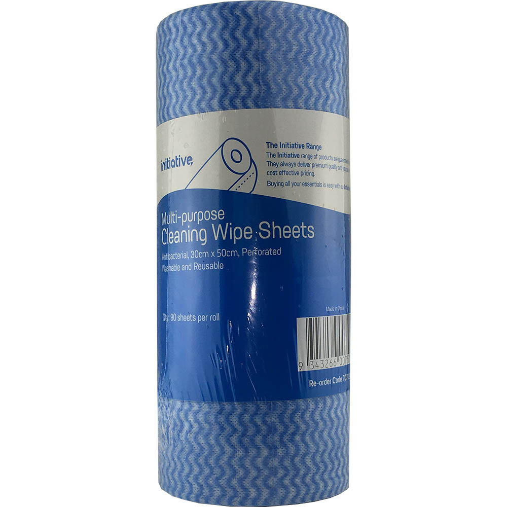 Image for INITIATIVE CLEANING WIPES BLUE ROLL OF 90 SHEETS from York Stationers