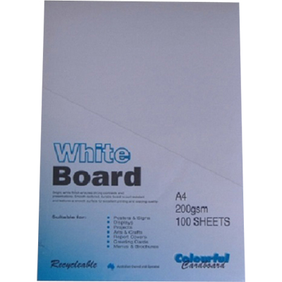 Image for COLOURFUL DAYS WHITE PASTEBOARD 200GSM A4 PACK 100 from Mitronics Corporation