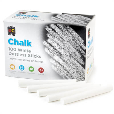 Image for EDUCATIONAL COLOURS DUSTLESS CHALK WHITE BOX 100 from Pinnacle Office Supplies