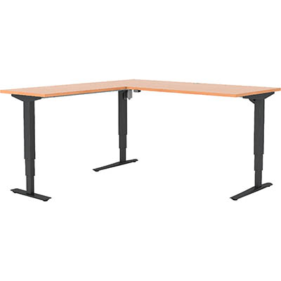 Image for CONSET 501-43 ELECTRIC HEIGHT ADJUSTABLE L-SHAPED DESK 1800 X 800MM / 1800 X 600MM BEECH/BLACK from Office Express