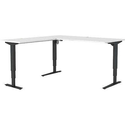 Image for CONSET 501-43 ELECTRIC HEIGHT ADJUSTABLE L-SHAPED DESK 1800 X 800MM / 1800 X 600MM WHITE/BLACK from BusinessWorld Computer & Stationery Warehouse