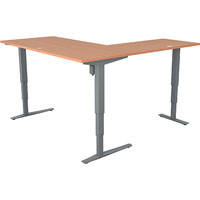 conset 501-43 electric height adjustable l-shaped desk 1800 x 800mm / 1800 x 600mm beech/silver
