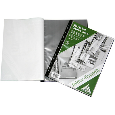 Image for COLBY FOLDER FRIENDLY DISPLAY BOOK NON-REFILLABLE 20 POCKET A4 BLACK from Clipboard Stationers & Art Supplies
