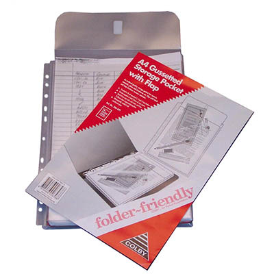 Image for COLBY FOLDER FRIENDLY POCKET 30MM GUSSET + FLAP A4 CLEAR PACK 5 from BusinessWorld Computer & Stationery Warehouse