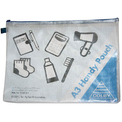 Image for COLBY HANDY POUCH PENCIL CASE ZIP CLOSURE A3 BLUE from Office Fix - WE WILL BEAT ANY ADVERTISED PRICE BY 10%