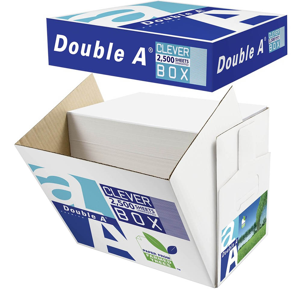 Image for DOUBLE A CLEVER BOX COPY PAPER A4 80GSM WHITE CARTON OF 2500 SHEETS                                                              from Challenge Office Supplies