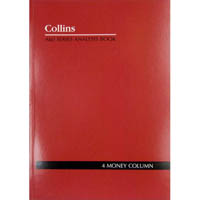 collins a60 series account book 4 money column 60 leaf a4 red