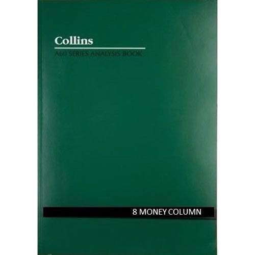 Image for COLLINS A60 SERIES ANALYSIS BOOK 8 MONEY COLUMN FEINT RULED STAPLED 60 LEAF A4 GREEN from Clipboard Stationers & Art Supplies