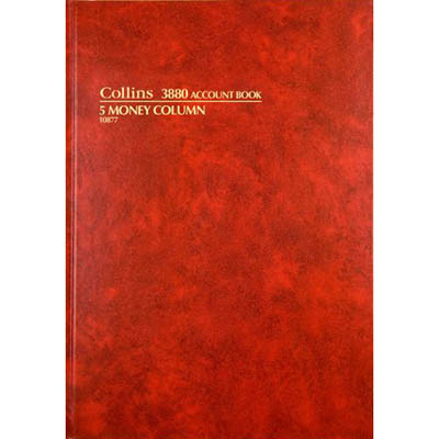 Image for COLLINS 3880 SERIES ACCOUNT BOOK 5 MONEY COLUMN 84 LEAF A4 RED from Mitronics Corporation