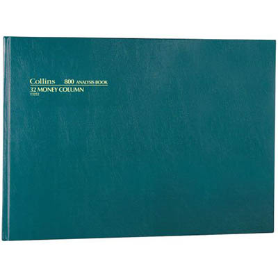 Image for COLLINS 800 SERIES ANALYSIS BOOK 32 MONEY COLUMN 96 LEAF A3 GREEN from Olympia Office Products