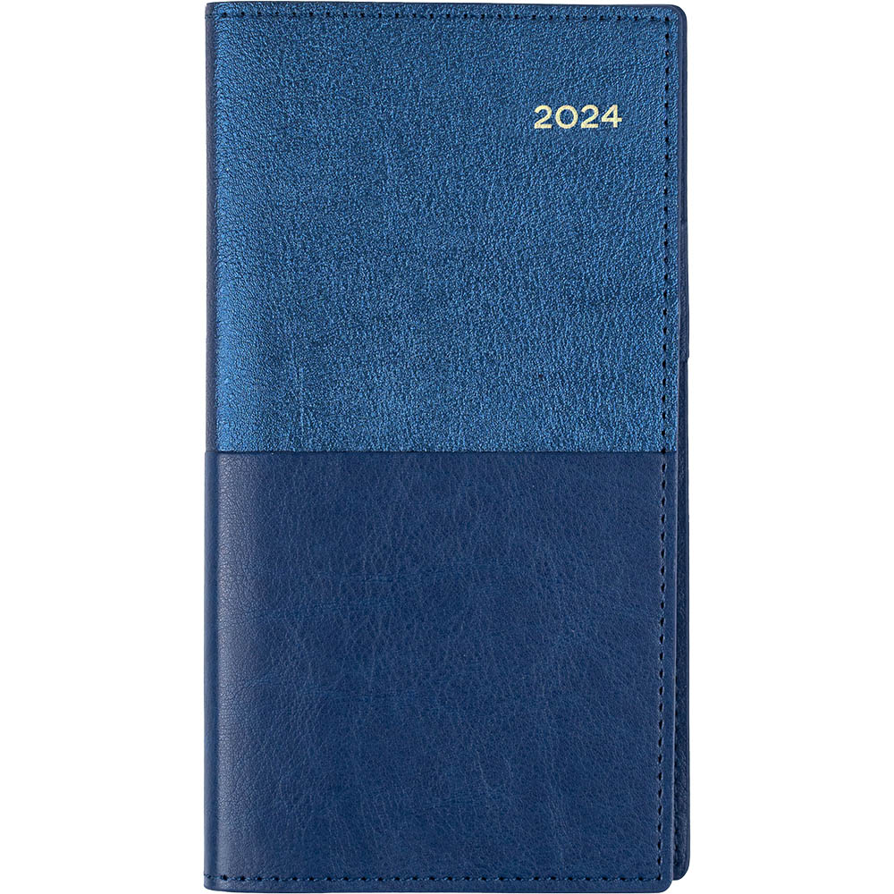 Image for COLLINS VANESSA SLIMLINE 375.V59 DIARY WEEK TO VIEW B6/7 LANDSCAPE BLUE from BusinessWorld Computer & Stationery Warehouse