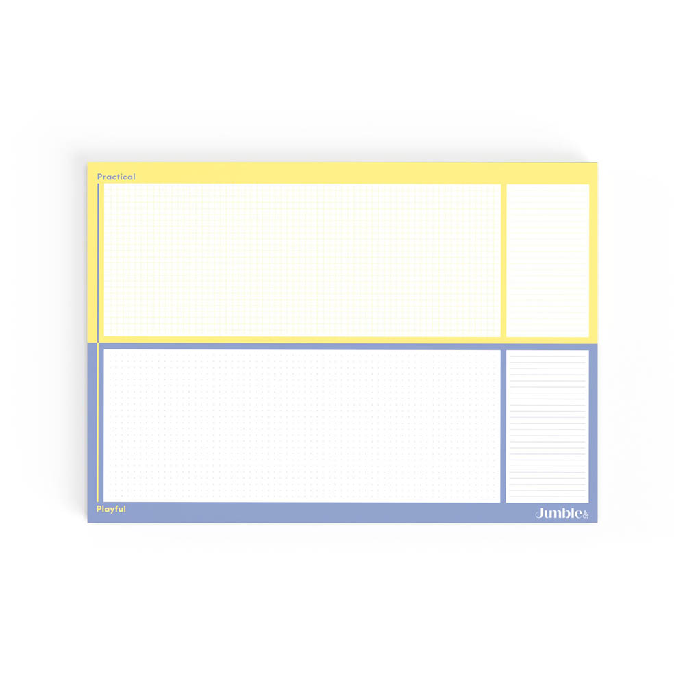 Image for JUMBLE AND CO PRACTICAL AND PLAYFUL DESKPAD 50 SHEETS 80GSM A3 BLUE/YELLOW from Mitronics Corporation