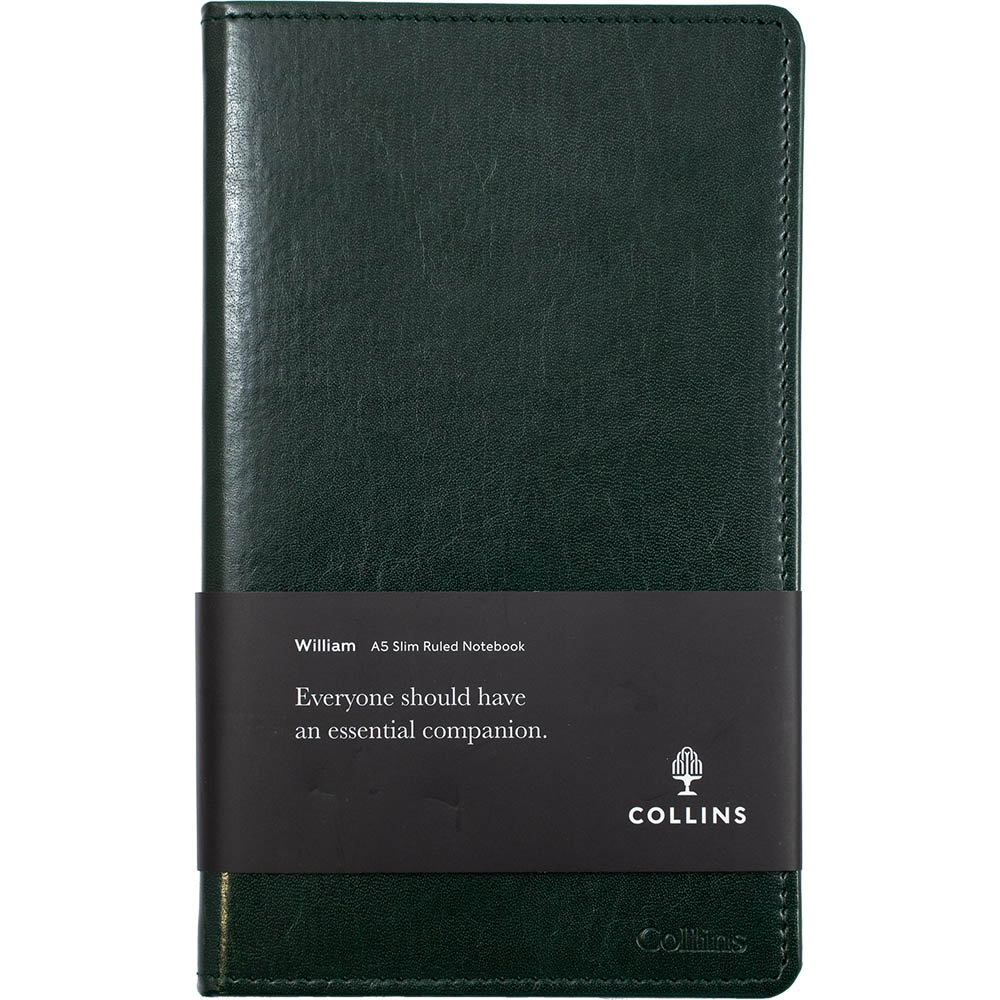 Image for COLLINS WILLIAM NOTEBOOK RULED 192 PAGE A5 DARK GREEN from Mercury Business Supplies