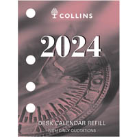 collins desk calendar dcrs refill day to page side punch