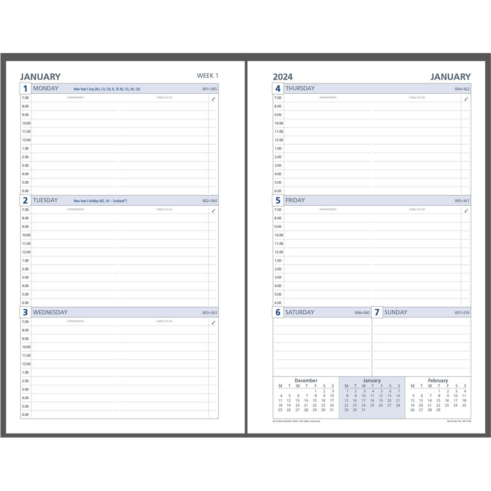 Image for DEBDEN DAYPLANNER DK1700 DESK EDITION REFILL WEEK TO VIEW 216 X 140MM WHITE from BusinessWorld Computer & Stationery Warehouse