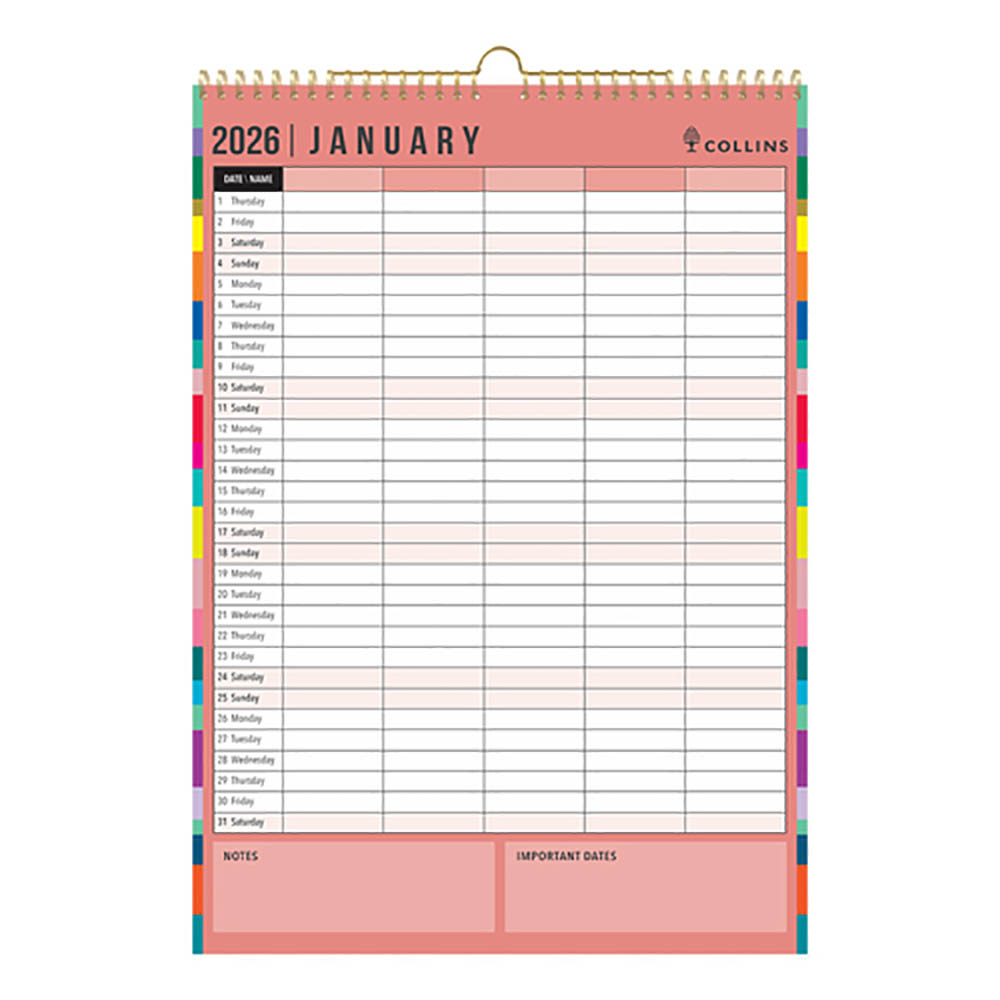 COLLINS EDGE RAINBOW WALL CALENDAR EDFC135 MONTH TO VIEW A3 |  | 7112021i