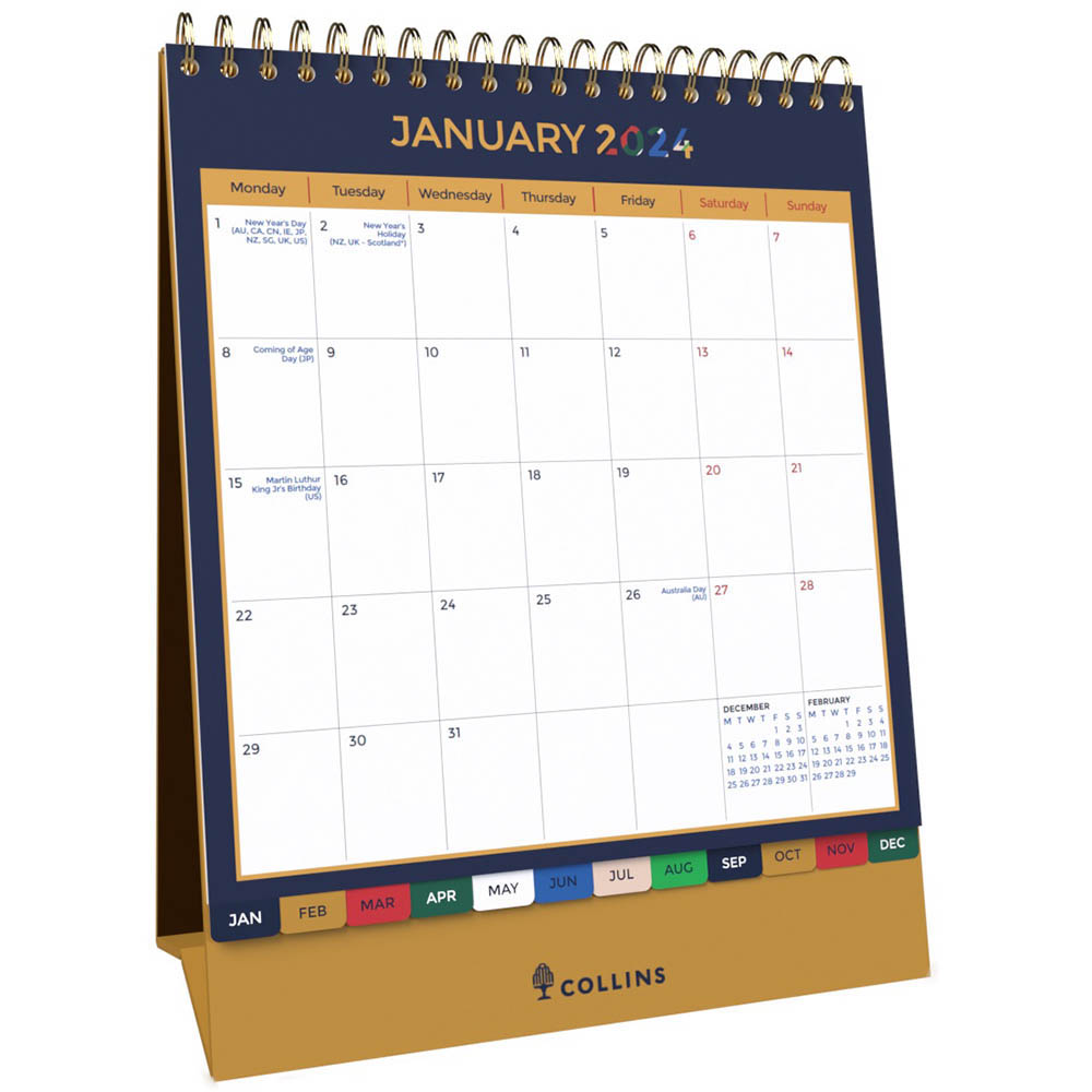 Image for COLLINS EDGE MIRA EDMRDC DESK CALENDAR MONTH TO VIEW 220 X 175MM from Challenge Office Supplies