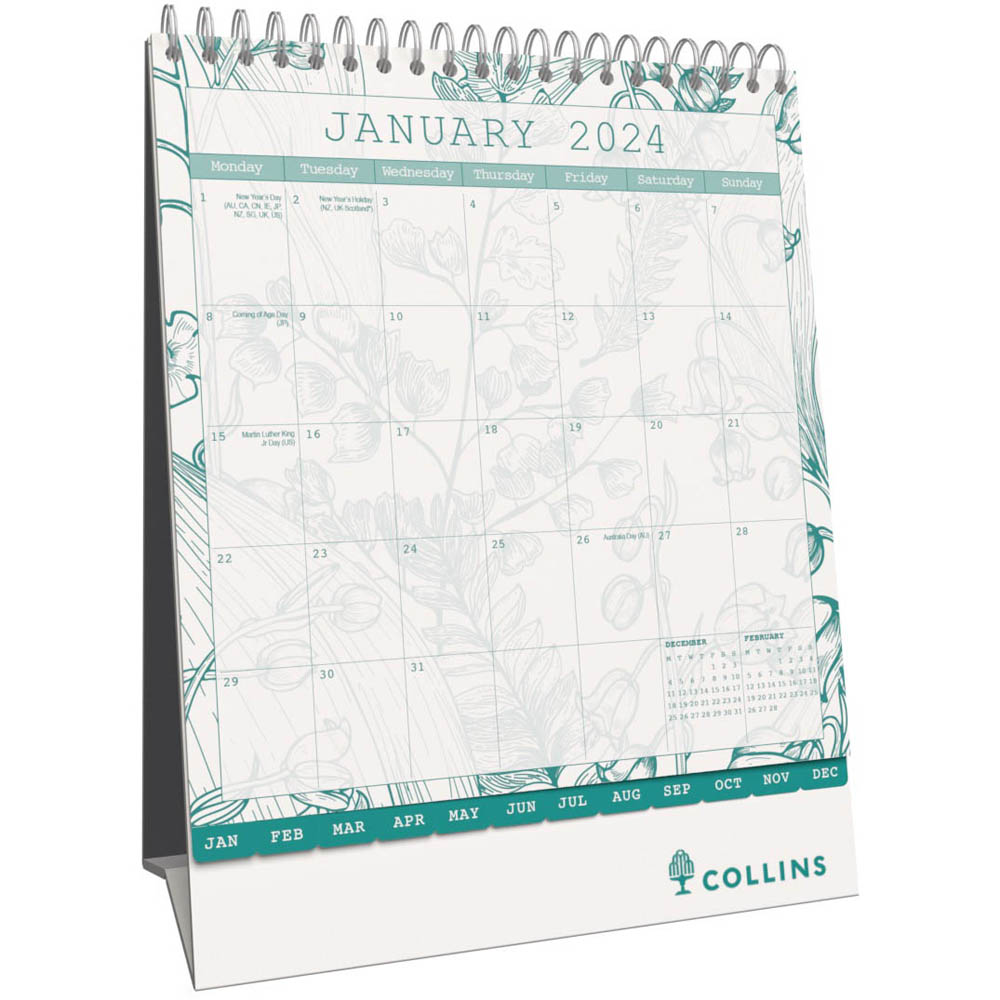 Image for COLLINS TARA DESK CALENDAR TADC MONTH TO VIEW 220 X 175MM from Mitronics Corporation