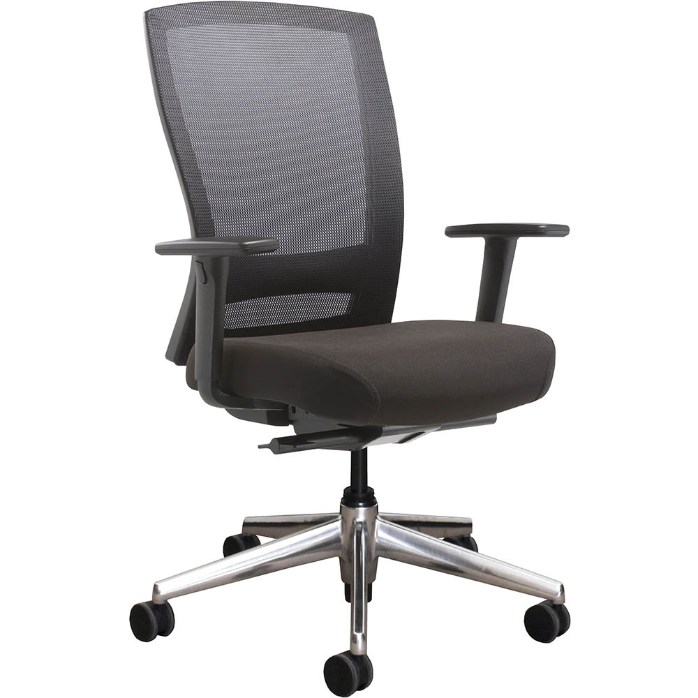 Image for BURO MENTOR TASK CHAIR HIGH MESH BACK ALUMINIUM BASE ARMS BLACK from Pinnacle Office Supplies