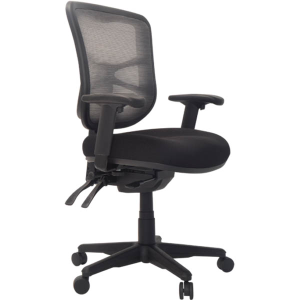 Image for BURO METRO TASK CHAIR MEDIUM MESH BACK SEAT SLIDE 3-LEVER BLACK NYLON BASE ARMS BLACK from That Office Place PICTON