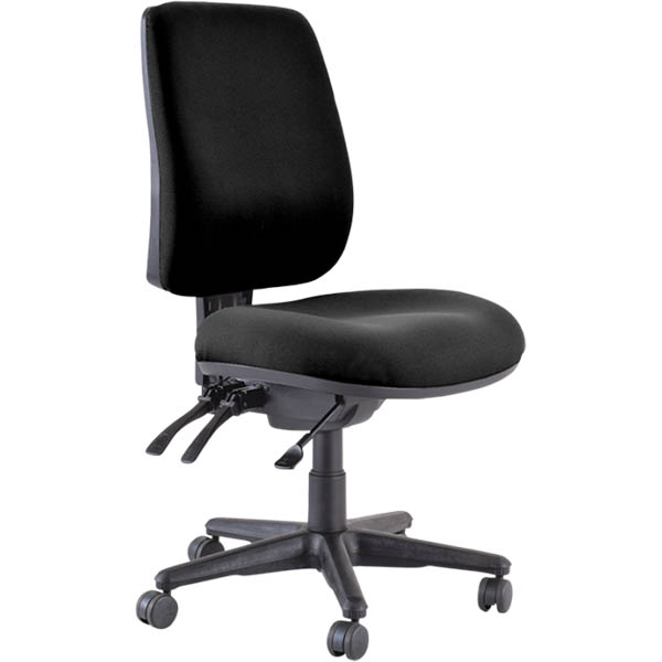 Image for BURO ROMA TASK CHAIR HIGH BACK 3-LEVER JETT FABRIC BLACK from Clipboard Stationers & Art Supplies