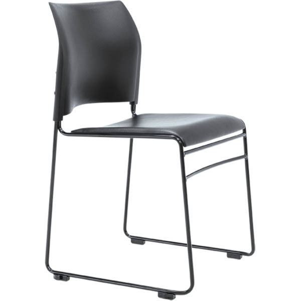 Image for BURO MAXIM VISITOR CHAIR SLED BASE BLACK FRAME BLACK VINYL SEAT from York Stationers