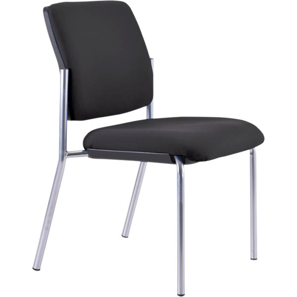Image for BURO LINDIS VISITOR CHAIR 4-LEG BASE UPHOLSTERED BACK JETT FABRIC BLACK from BusinessWorld Computer & Stationery Warehouse