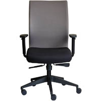 olta high mesh back chair with arms base black and cover light grey