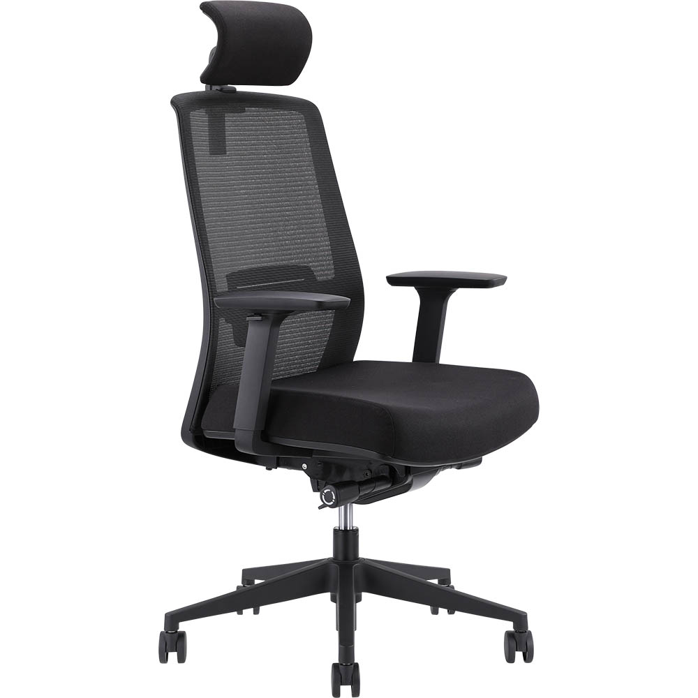Image for JIRRA SIDE CONTROL SYNCHRO HIGH MESH BACK ARMS HEADREST BLACK from Mitronics Corporation