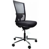 dal koda chair high mesh back and sliding seat polished aluminium base black