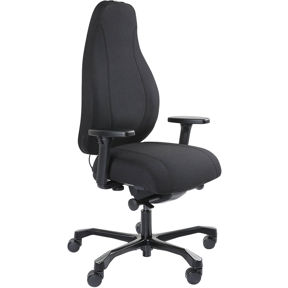 Image for SERATI SUPPORT HIGH BACK CHAIR PRO-CONTROL SYNCHRO ADJUSTABLE ARMREST BLACK ALUMINIUM BASE FOOTPLATES GABRIEL FIGHTER from That Office Place PICTON