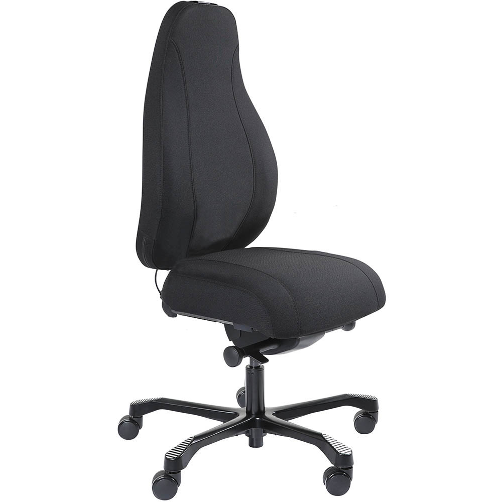 Image for SERATI SUPPORT HIGH BACK CHAIR PRO-CONTROL SYNCHRO BLACK ALUMINIUM BASE FOOTPLATES GABRIEL FIGHTER BLACK FABRIC from That Office Place PICTON
