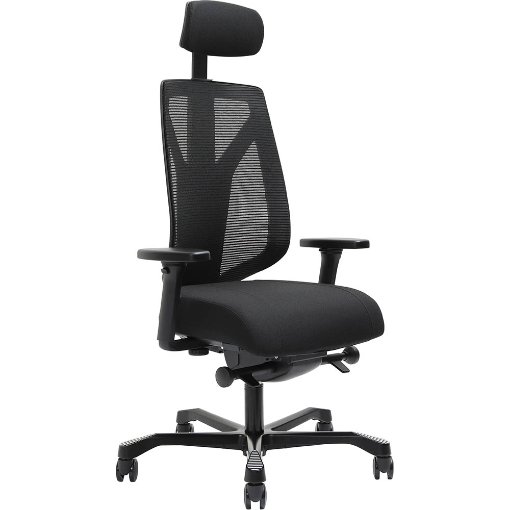 Image for SERATI HIGH MESH BACK CHAIR PRO-CONTROL SYNCHRO 2-D HEADREST ADJUSTABLE ARMRESTS BLACK ALUMINIUM BASE POLISHED FOOTPLATES GABRI from Prime Office Supplies