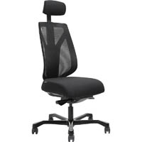 serati high mesh back chair body-weight synchro 2-d headrest black aluminium base footplates gabriel fighter black fabric