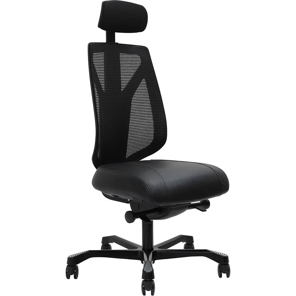 Image for SERATI HIGH MESH BACK CHAIR PRO-CONTROL SYNCHRO 2-D HEADREST BLACK ALUMINIUM BASE FOOTPLATES GABRIEL FIGHTER BLACK FABRIC from Olympia Office Products