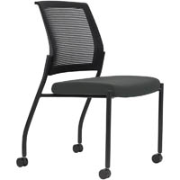 urbin 4 leg mesh back chair castors black frame slate seat